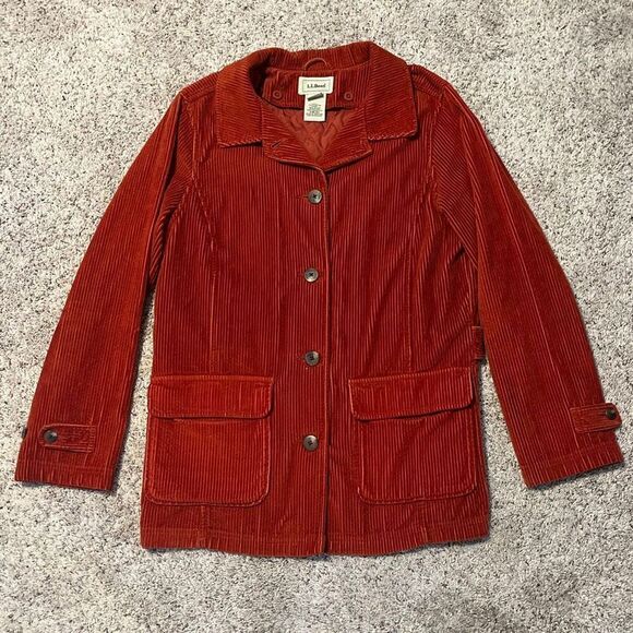 L.L. Bean Burnt Orange Corduroy Jacket With Detachable Quilted Liner Small - Picture 2 of 8